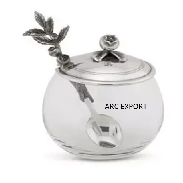 Aluminum With Fancy Designer With Glass Metal Sweets Box With Designer Luxury Spoon Ware Sweets Box For Selling