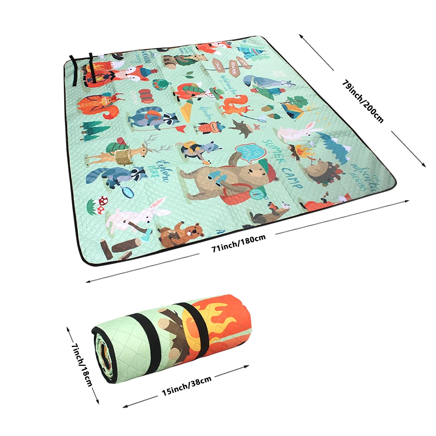 Wholesale Customized Camping Mat Outdoor Waterproof Backing Extra Large Roll Up Camping Picnic Rug