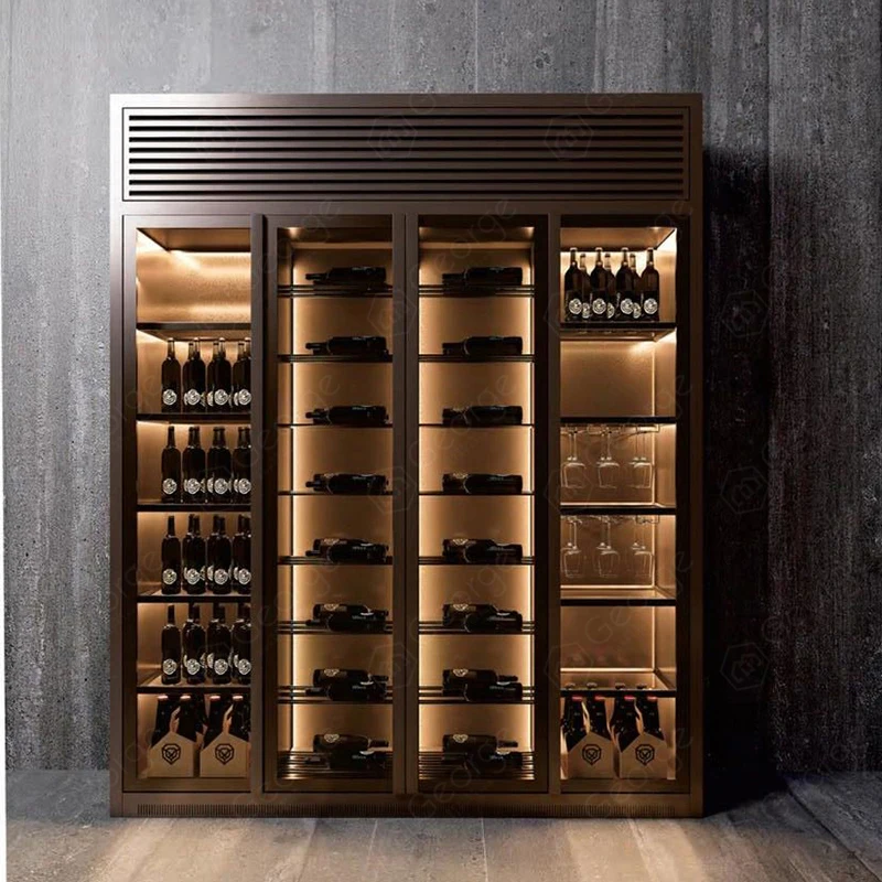 Luxury Wine Cellar Cooler Built-In Gold Wine Refrigerators Cooler for Hotel /Bar with constant temperature system