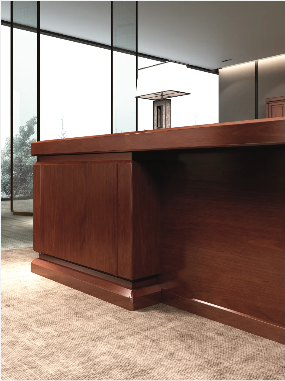 Modern MDF Panel Commercial Furniture Walnut Wood Manager Desk Design Chinese Furniture