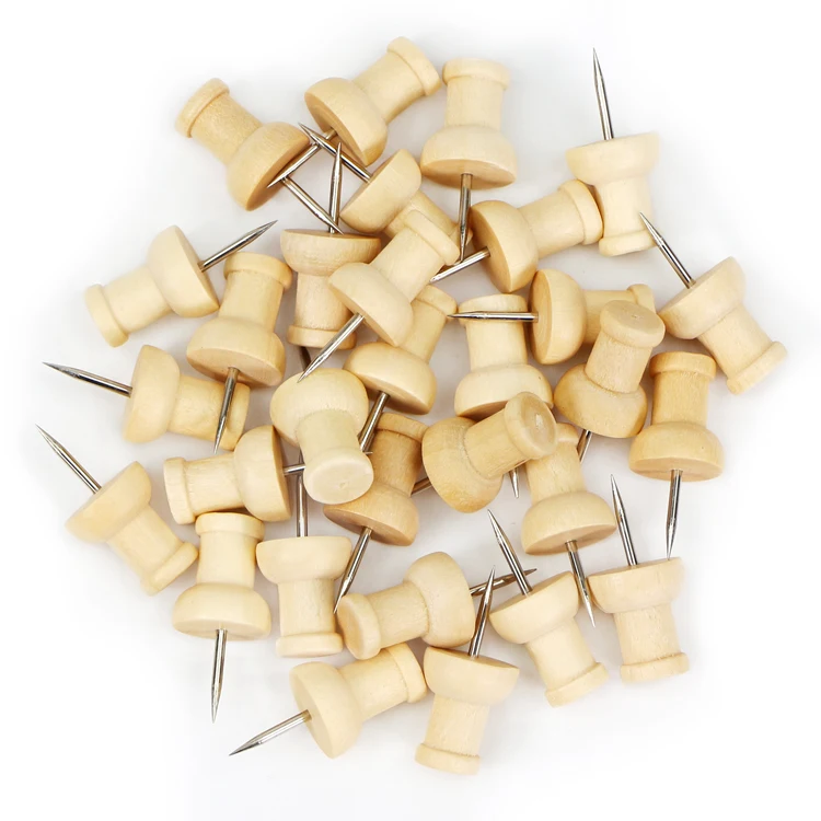 New Goods Factory 30pcs in box eco-friendly Wooden Combination Creative Office Stationery Fixed Hook Cork Pushpin