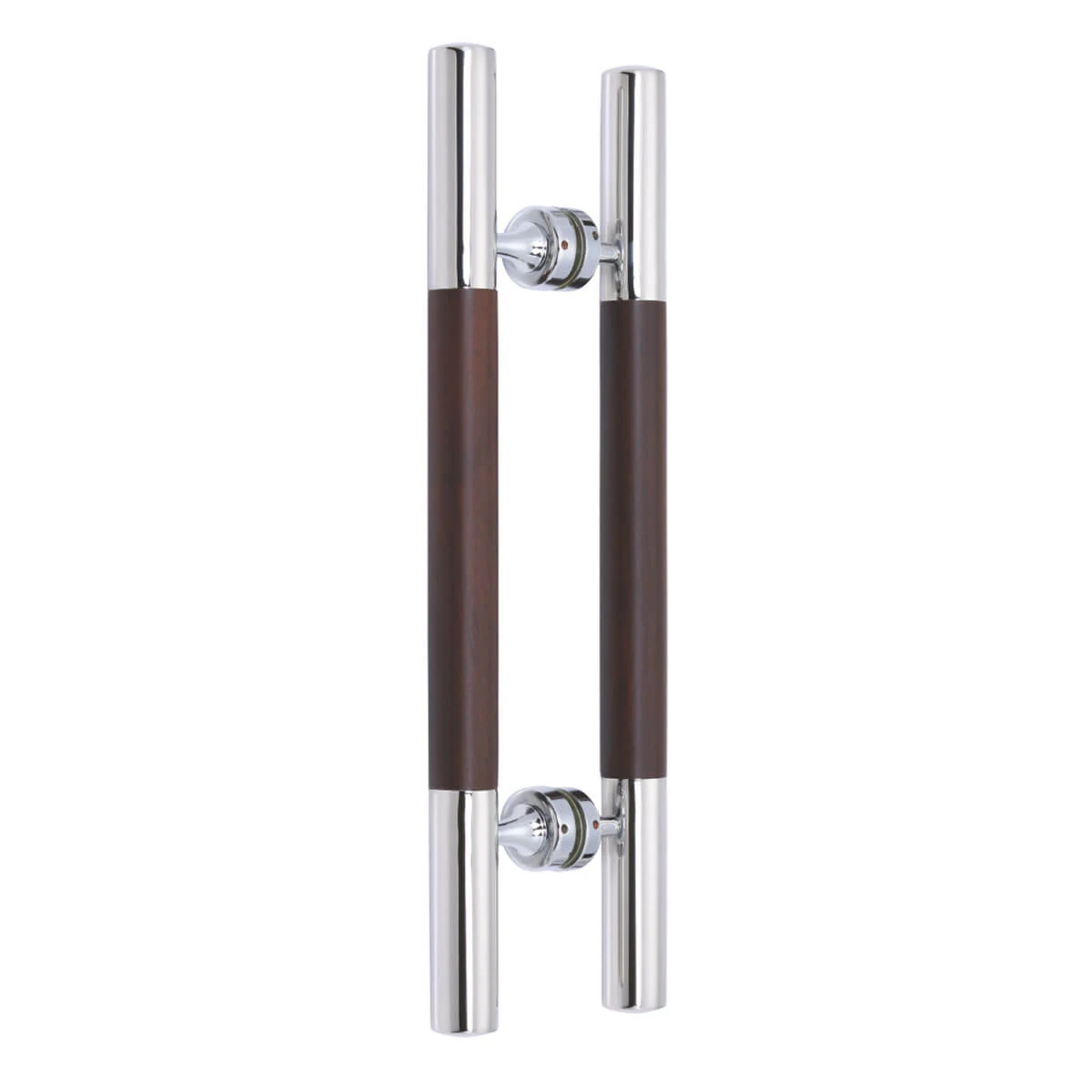 Commercial  Office Store Door Hardware H Shape 45 / 60 / 90 / 120 cm Steel + Zinc + Wood Long Glass Main Door Pull Handle