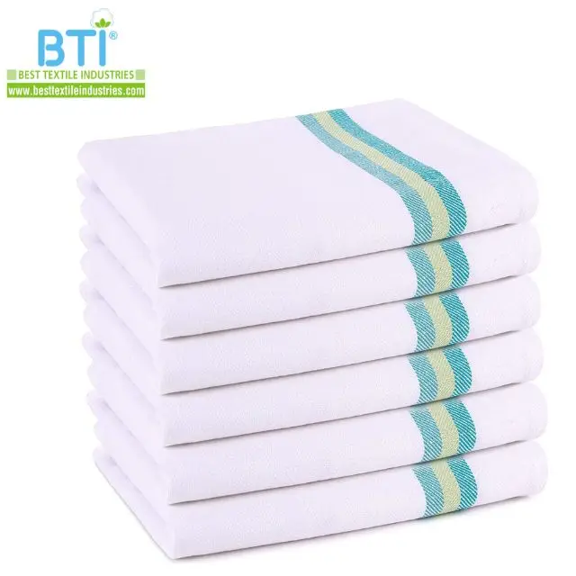 Herringbone Weave Multi Stripe Design Cotton Kitchen Dish Towels Tea Towels Glass cloth Bar Towel