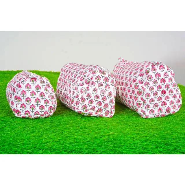 Wholesale Price Indian Block Printed Cotton Quilted Cosmetic Purse Makeup Storage toiletry pouch Floral Printed Cotton Pouch Bag