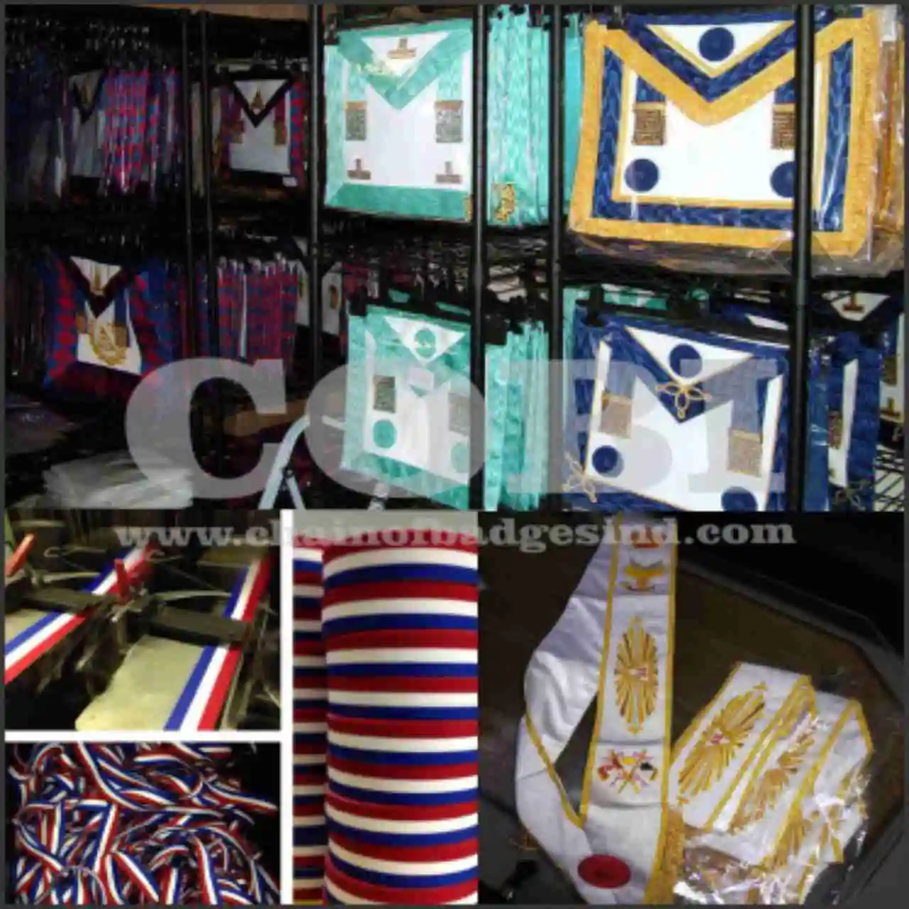 Masonic Regalia Made of Moire Ribbon Hand Embroidery Machine Apron As Per Oem Demand