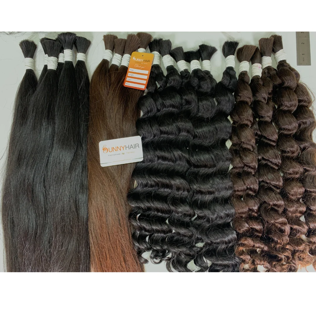 Best Selling 100% Raw Virgin Hair Bulk Luxury Human Hair Extensions from Vietnam Wholesale Hair Manufacturer