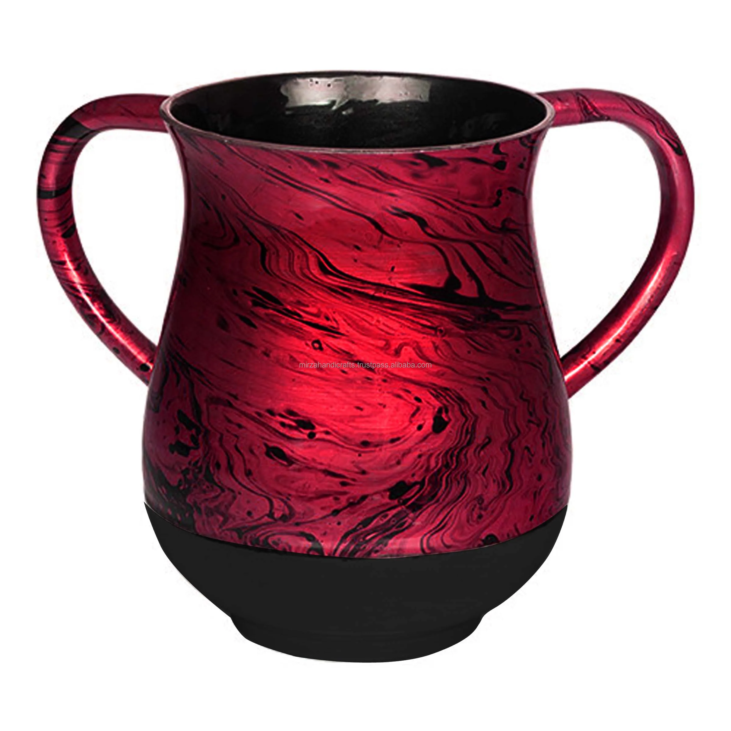 Wholesale Custom Judaica gifts Wash Hand Ceremony Wash Cup Stainless Steel Made in Israel Marbleized With Black Bottom