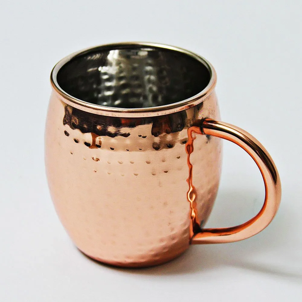 Top Selling Hammered Pattern Copper Drinkware Cylindrical Mugs for Bar and Hotel Drinkware Options from India