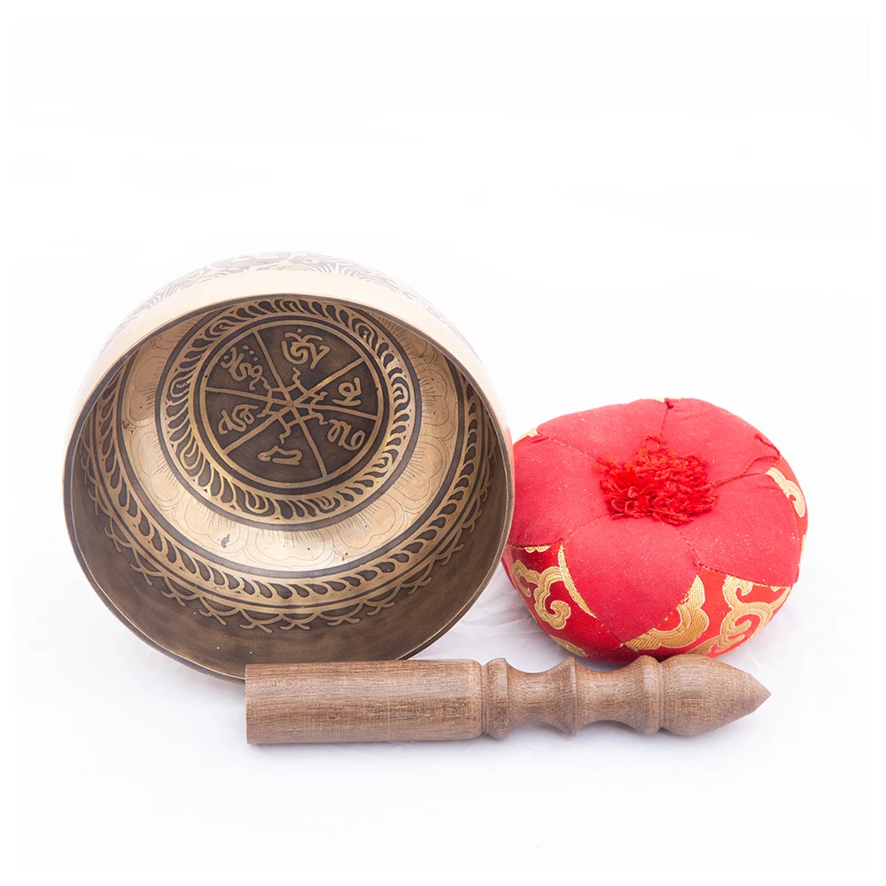 High Quality Hand Hammered Tibetan Sin ging Bowl Used For Chakra Healing With Wooden Mallet And Silk Pillow Buy At Best Price