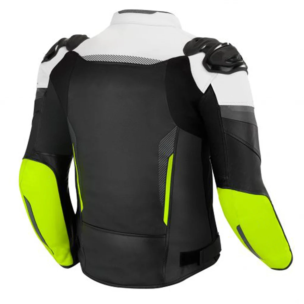 Professional bike riding motorcycle leather jacket with 3MM reflectors and adjustable fitting