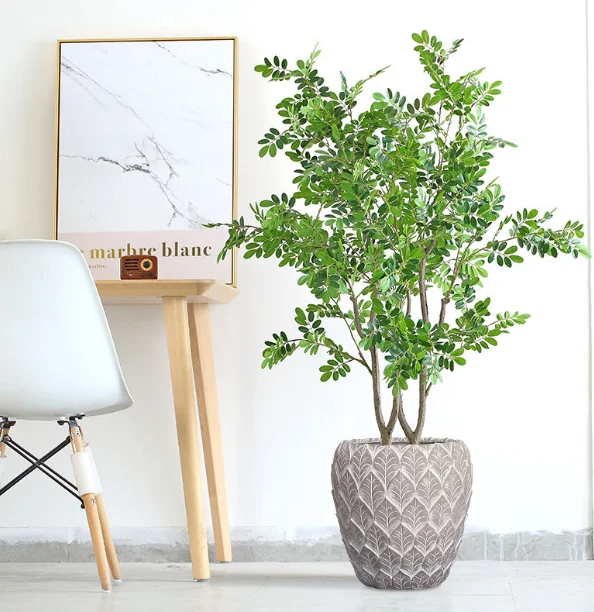 Round leaf pattern PC 17155 extra large floor-standing flower pot deep high pot living room large new Nordic