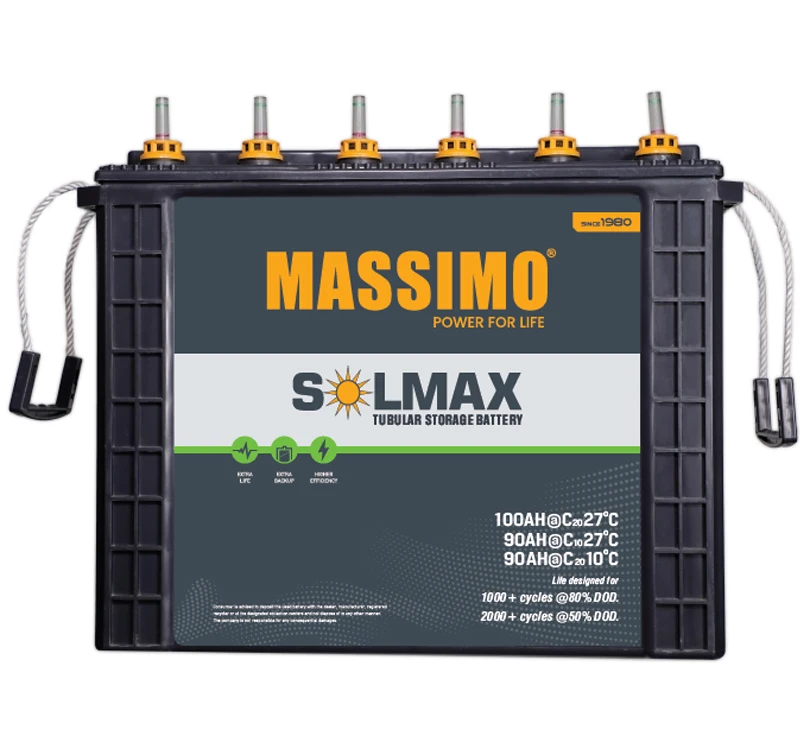 90AH 12 V Tubular Storage Battery MASSIMO Lead Acid Battery for Home & Commercial Usage from Genuine Wholesaler