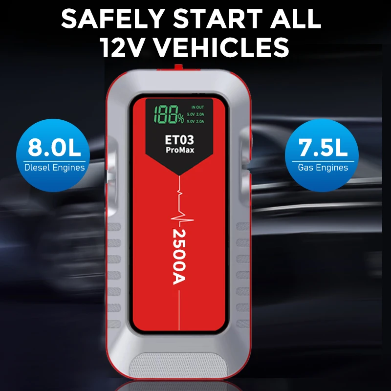 16800mah 12v 2500A Peak Current Jump Starter Function Auto Battery Booster Powerbank Car Jump Stater