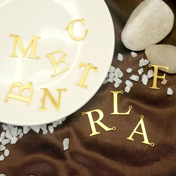 Gold Plated Initial Necklace Script Name Monogram Pendant Necklace Large Big Letters Pendant Necklace For Women
