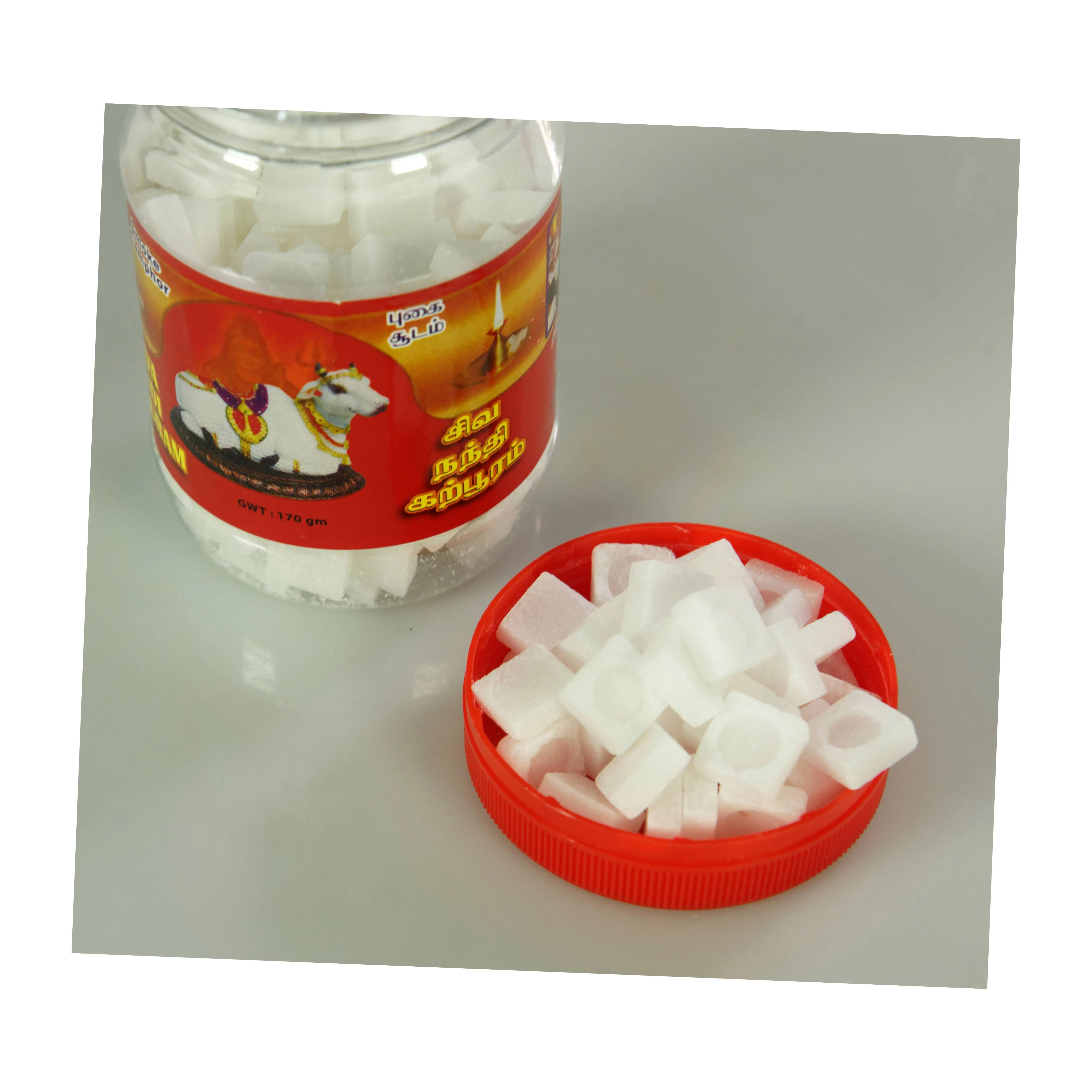 Top Manufacturer Semi Smoke Camphor Tablets Refined Synthetic Cube Long Lasting Burning Duration Contains 80% Active Ingredient