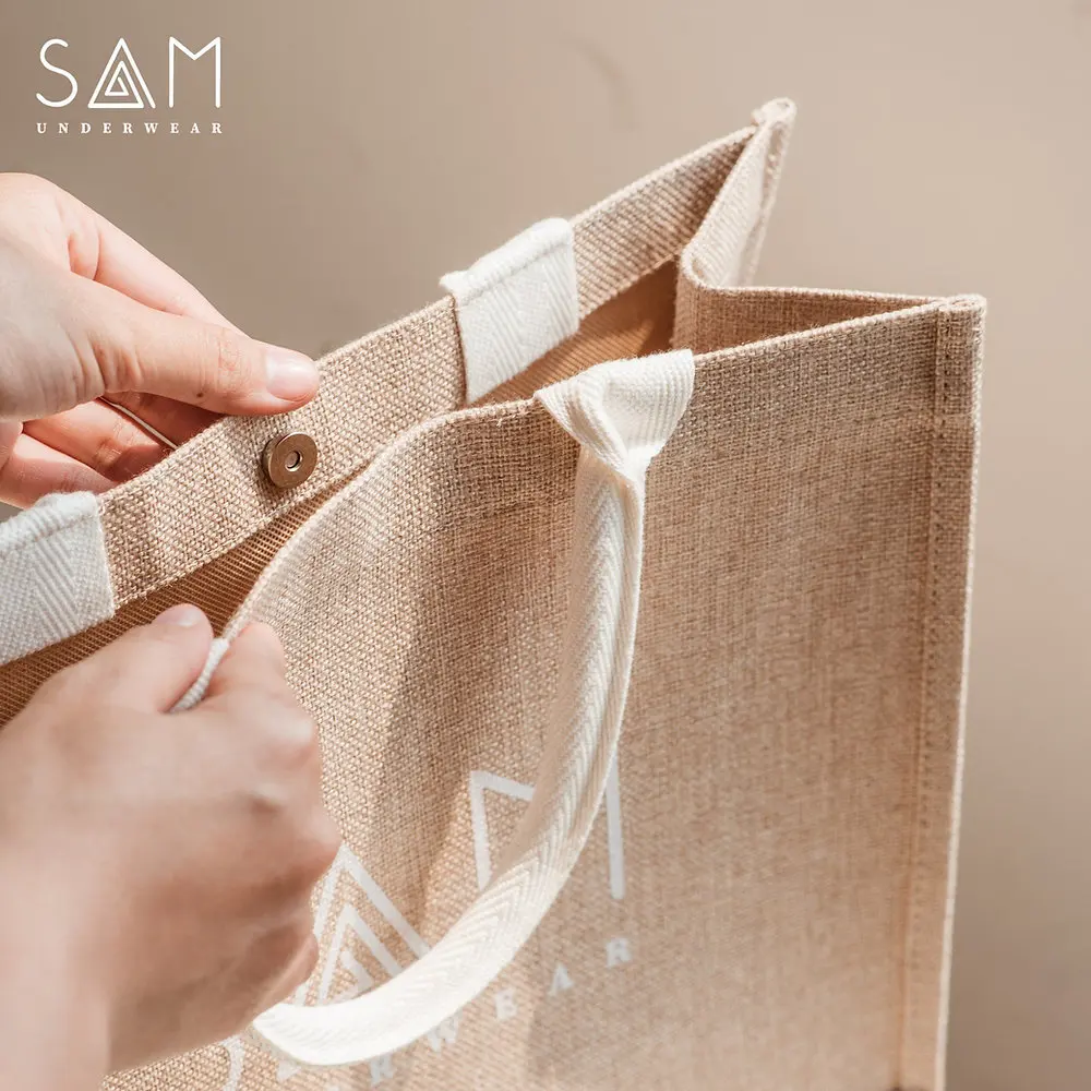 WHOLE SALE BIODEGRADABLE JUTE SHOPPING BASKET HANDLE BAG JUTE FIBER HANDLE BAGS FROM BLUE LOTUS VIETNAM