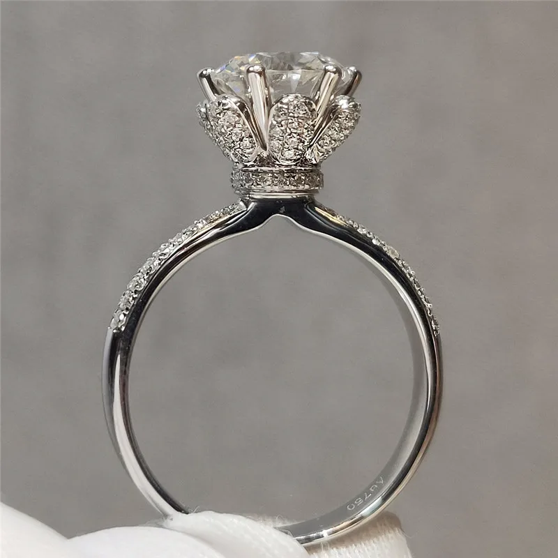 2 CT Round Diamond Moissanite Diamond Four Prong Round Diamond 10K 14K 18K 24K Gold Ring Moissanite Engagement Ring For women