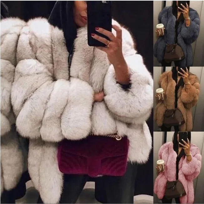 Oem Winter Warm Women Plus Size Coat Ladies Fox Fur Coat Long Outerwear