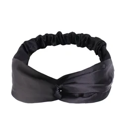 Silk Satin Headbands Solid Color Twisted Elastic Hairband