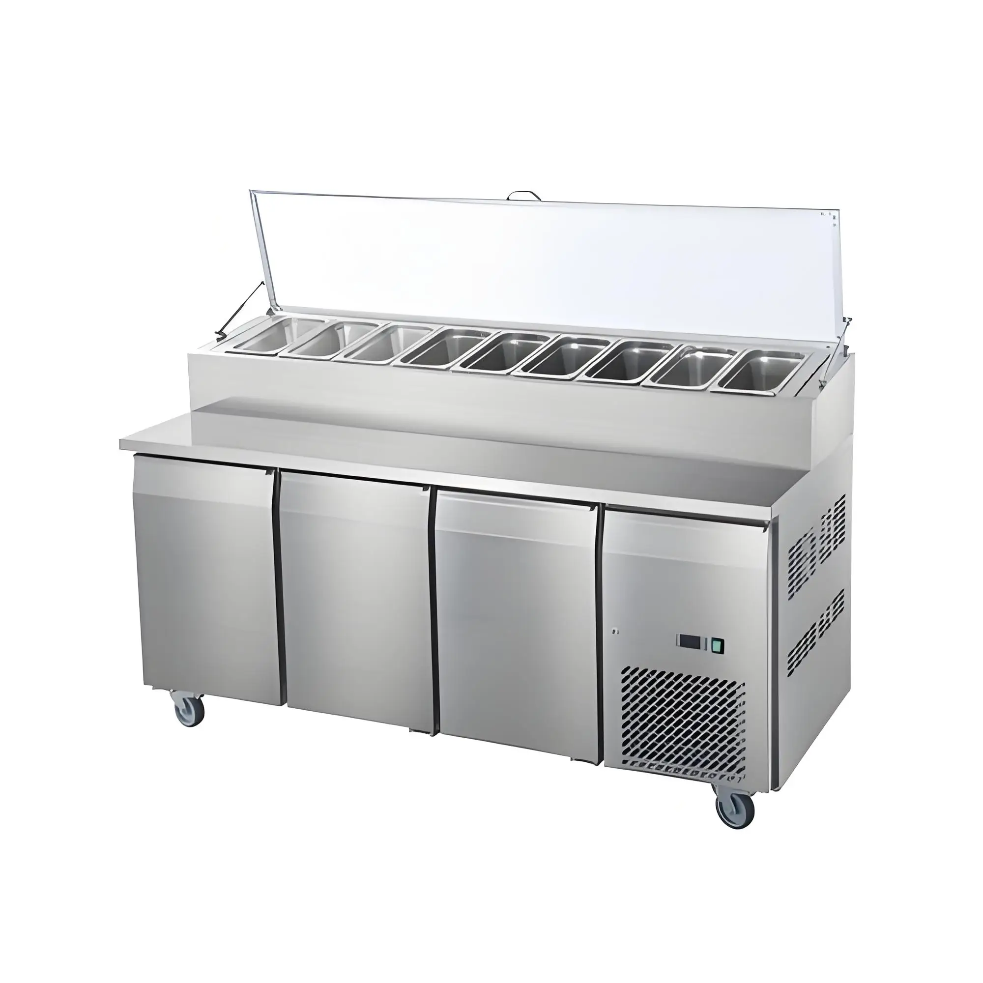 New glass door refrigerator Best Price Commercial Pizza Prep Table chiller high performance Counter salad freezer for kitchen