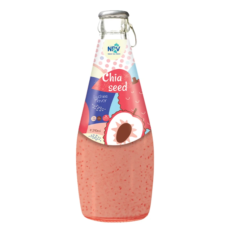 Natural Taste Good Flavor Chia Seed Drink With Fresh 290ml Glass Bottle - Private Label HALAL ISO Certification And Good Price