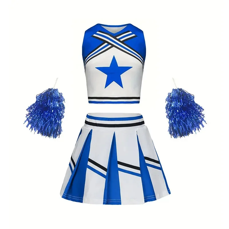 Girls Cheerleading Costume Women Competition Red Cheerleaders School Team Uniform Class Suit For Child Dancing  CLU-0001E