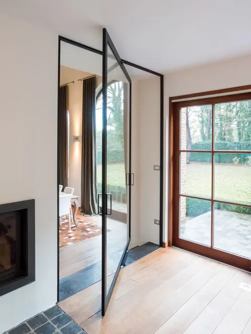 Hurricane Custom Villa Big Luxury Black Solid Wood Entry Modern Stainless Steel Front Entrance Pivot Door