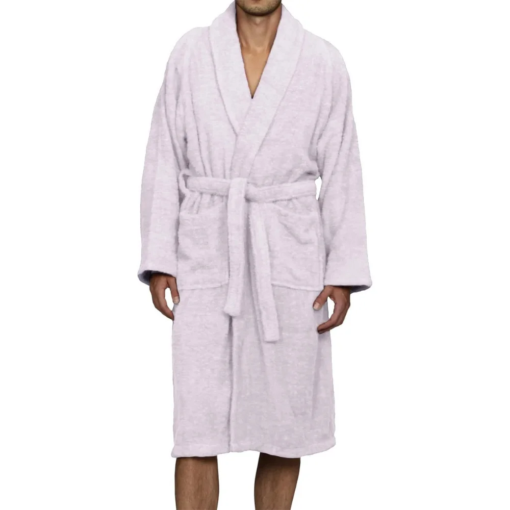 Custom Logo Design Korean Style Plus Size Terry Cotton Men Breathable Bathrobe Luxury Kimono Robes for Home Hotel Spa Lounge