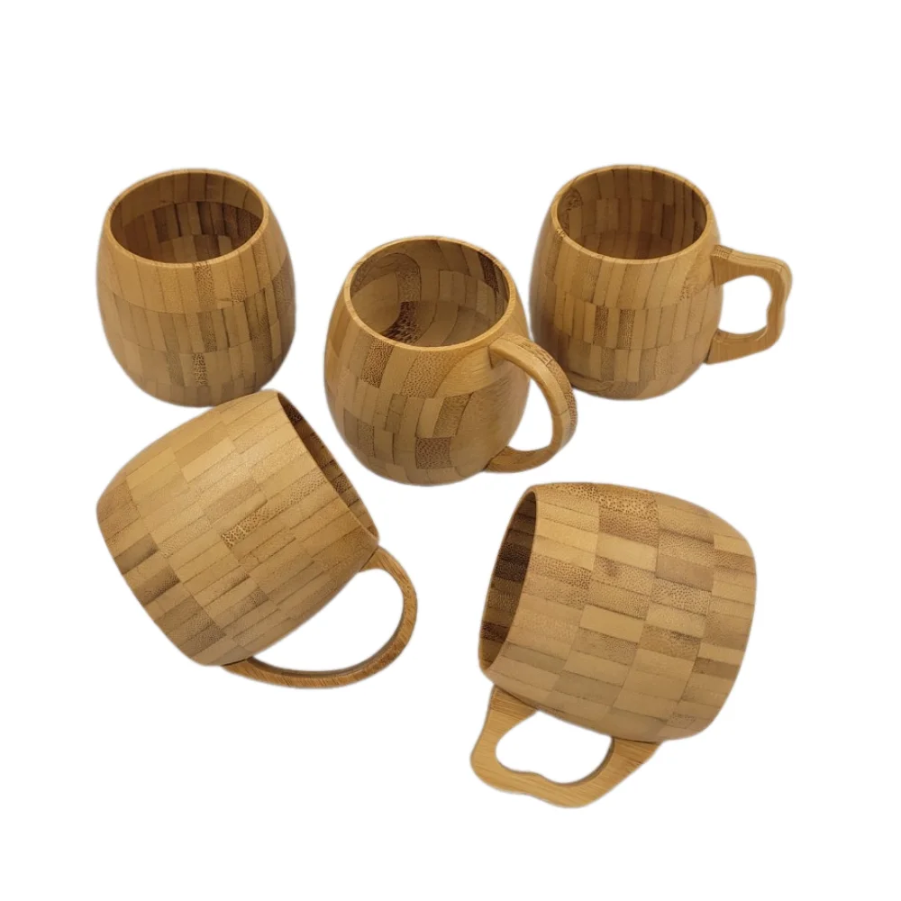 Классически прессованная бамбуковая чашка с ручкой 100% из Вьетнамского натурального бамбука настраиваемый логотип экологически чистый