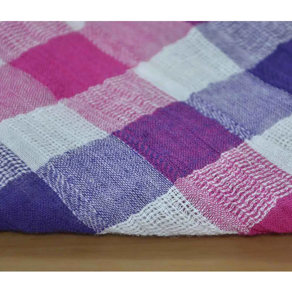 Yarn Dyed Check High Twist Fabric Material  Cotton Crepe Cloth Crinkle Fabrics High Twist Material Customized Combed Yar