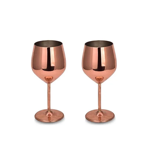 Best Seller Copper Plated Drink Ware Goblet Stainless Steel Cocktail Glass Wine Glass Metal Champagne Flute Bar Ware