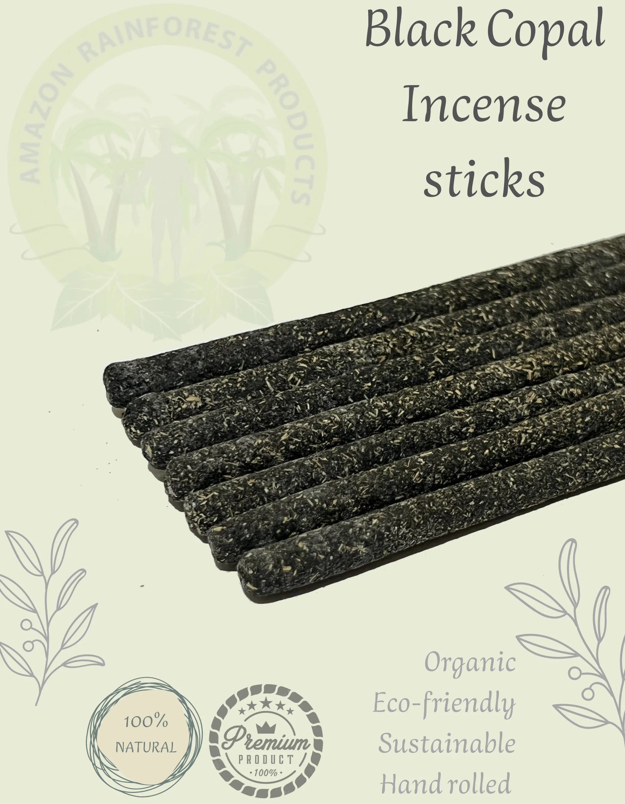 Black Copal Incense Sticks. Premium quality. Bag x 7 units. Artisan, sustainable and eco-friendly Incense sticks. Aromatherapy