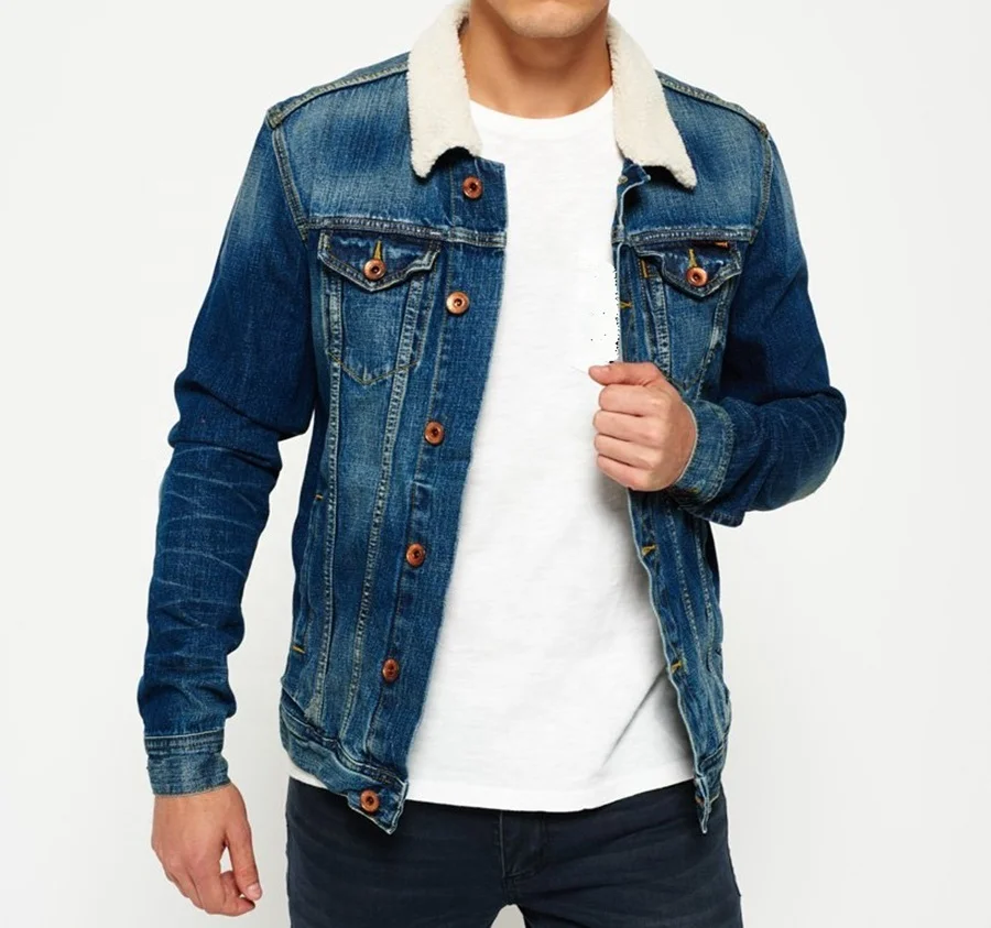 2022 Custom Color Block Vintage Jean Jacket  Sleeves Double Color Hooded Denim Jackets for Men