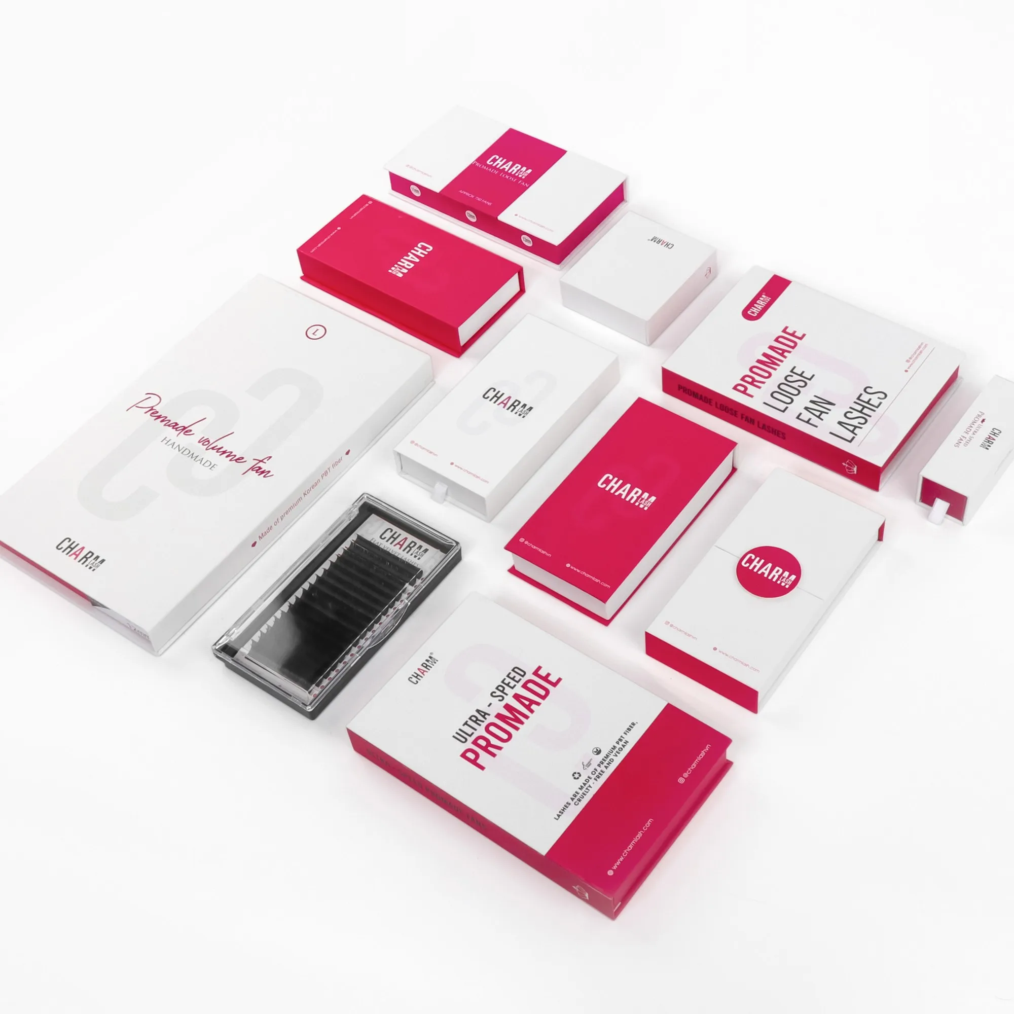 CharmLash customizable velvet lash box ultra black silk lashes extension lash tray supply matte black silk wholesale vendor