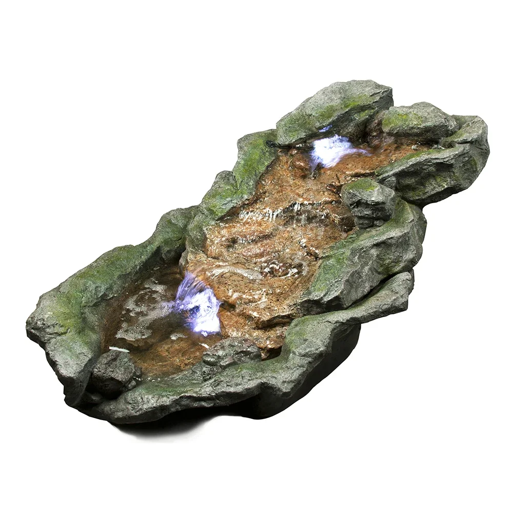 Outdoor Waterfall Soothing Sound Nature Homer Decor Garden Rock Water Fountain with LED Lights