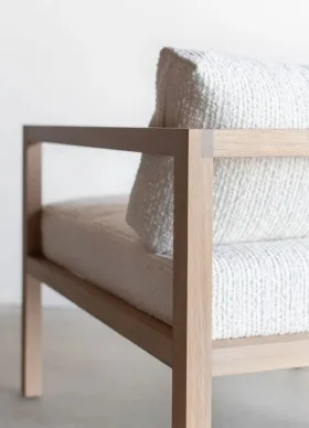 EVE LOUNGE CHAIR 100% Premium Solid Wood Linen Cushion Chair for Outdoor and Indoor Home Furniture