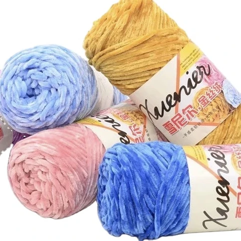 Wholesale Dyed colorful crochet yarn velvet chunky Chenille fancy yarn for knitting