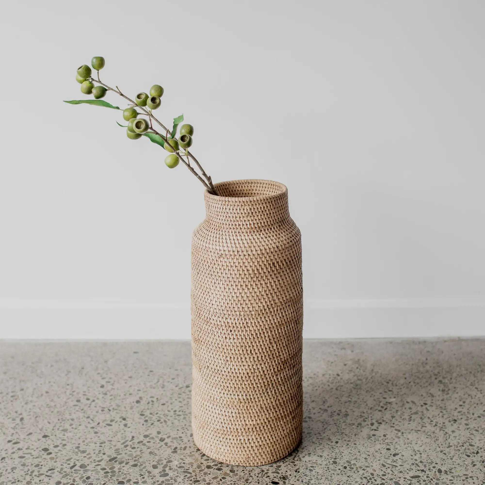 Home decoration large floor vase rattan woven handmade flower vases for living room from Vietnam