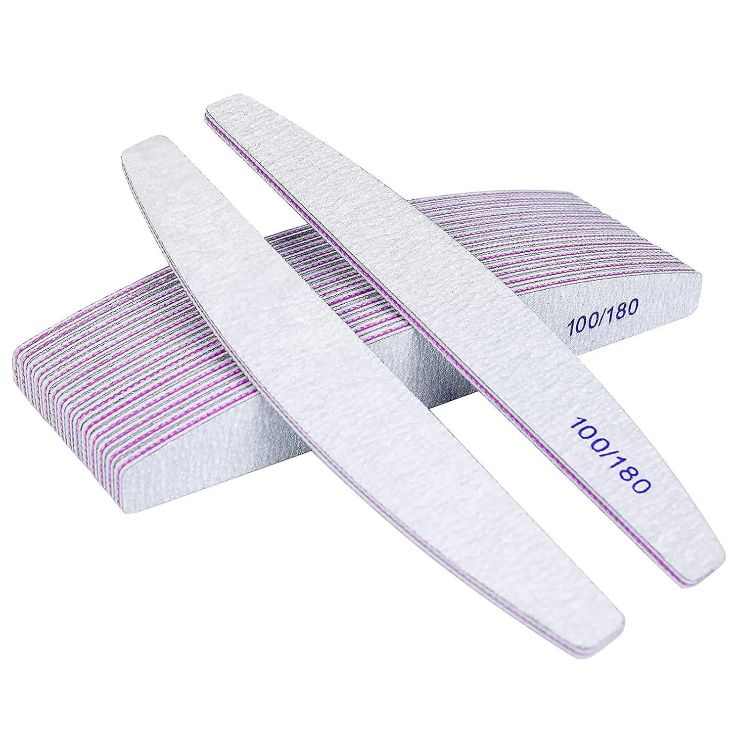 Wholesale EVA Nail Files Double-Sided 100180 Grit Nail File White Sandpaper Half Moon Nail File