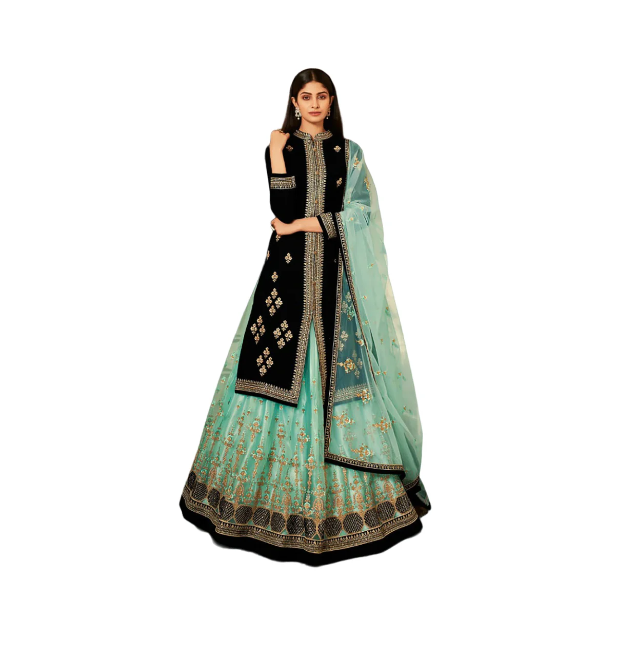 Дизайнерский комплект Lehenga с топовым и дупаттой плотный жоржет вышивкой одежда для работы вечеринки свадебная индийская Пакистанская