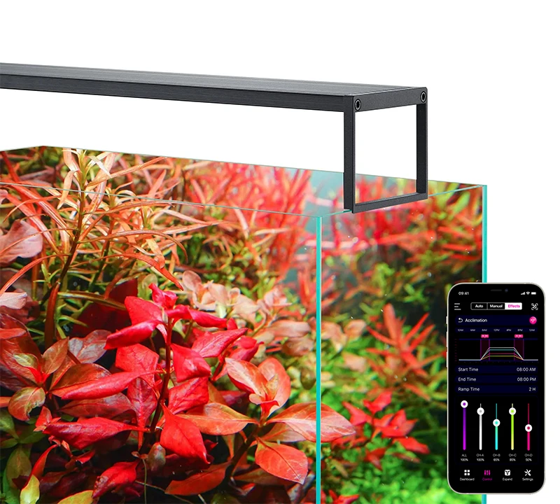 RGB Aquarium Light Fish UV Tank Lamp Adjustable Stand APP Dimmable for Live Plant Tank