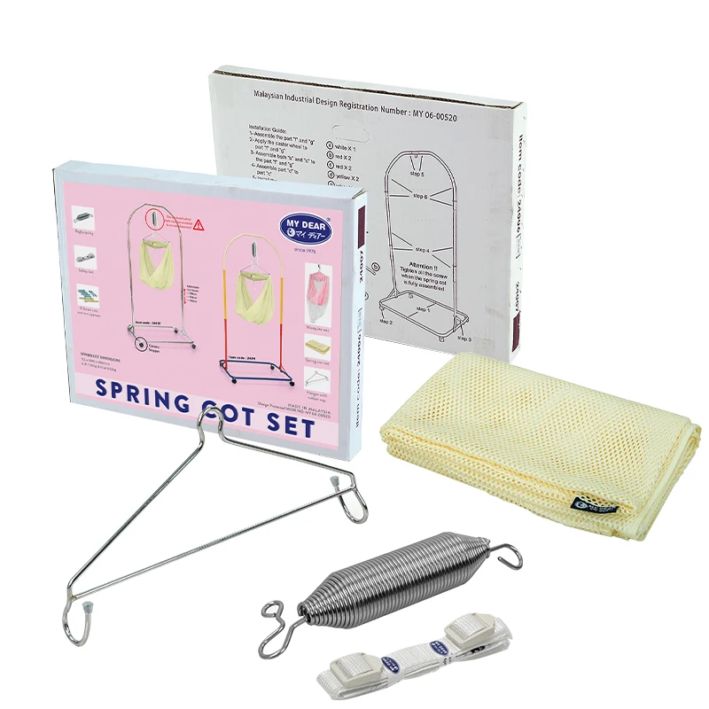 Hot Selling MY DEAR Cot Set with Flexible Epoxy Spring Portable Design for Better Baby Sleeping Position