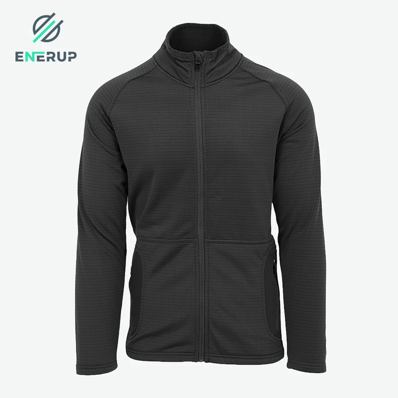 Enerup custom unisex power grid  full zip fleece jacket gym wear streetwear tracksuit clothing