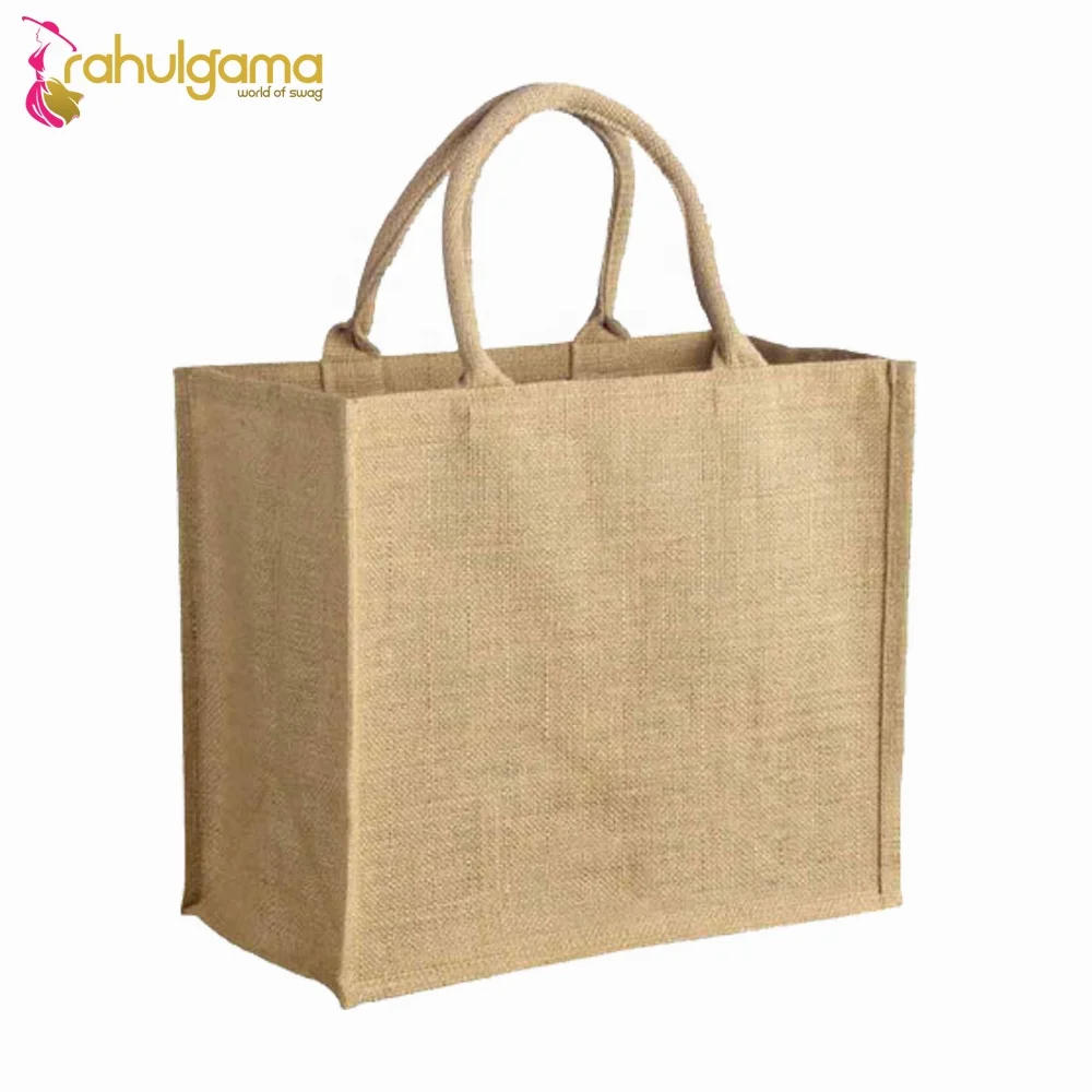 2024 Indian Manufacturer Wholesale Custom Jute Tote Bag Fashion Style Cotton Handle Fabric Shopping Travel Gift Logo Printed