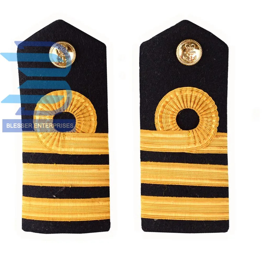Customized Naval Army Officer Epaulette with 4 braids straps for Navy and Military Uniform Shoulder Boards