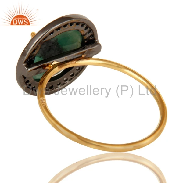 Emerald Gemstone Ring Pave Diamond Wedding Ring Jewelry Gold 925 Silver Trendy Indian Natural Plated 14k 24K Super Round GIA DWS