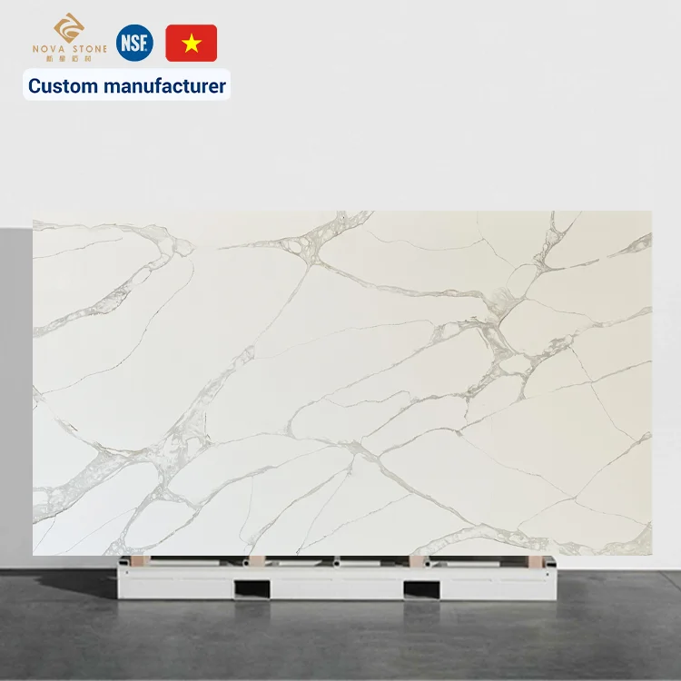 NV1011 Artificial Calacatta White Anti-Wear Quartz Stone Slab