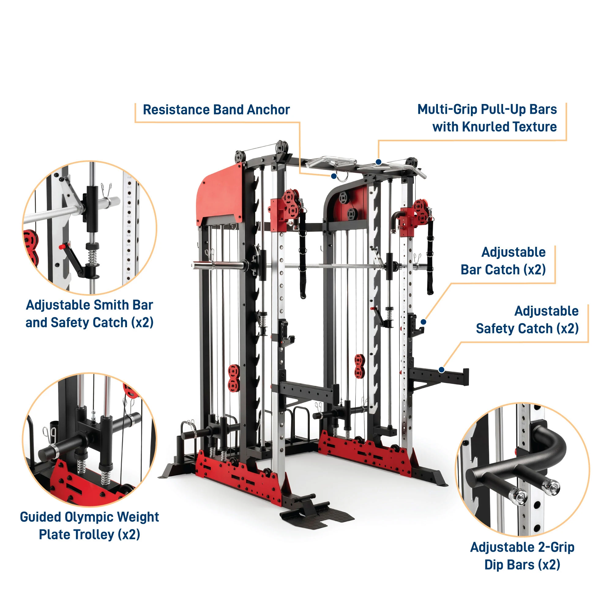 Gym Equipment Multi-function Rack Smith Machine Power Cage For Body Building