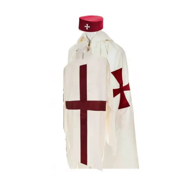 Masonic Knight Malta Cloak Mantle Black with (8 pointed) Maltese Cross