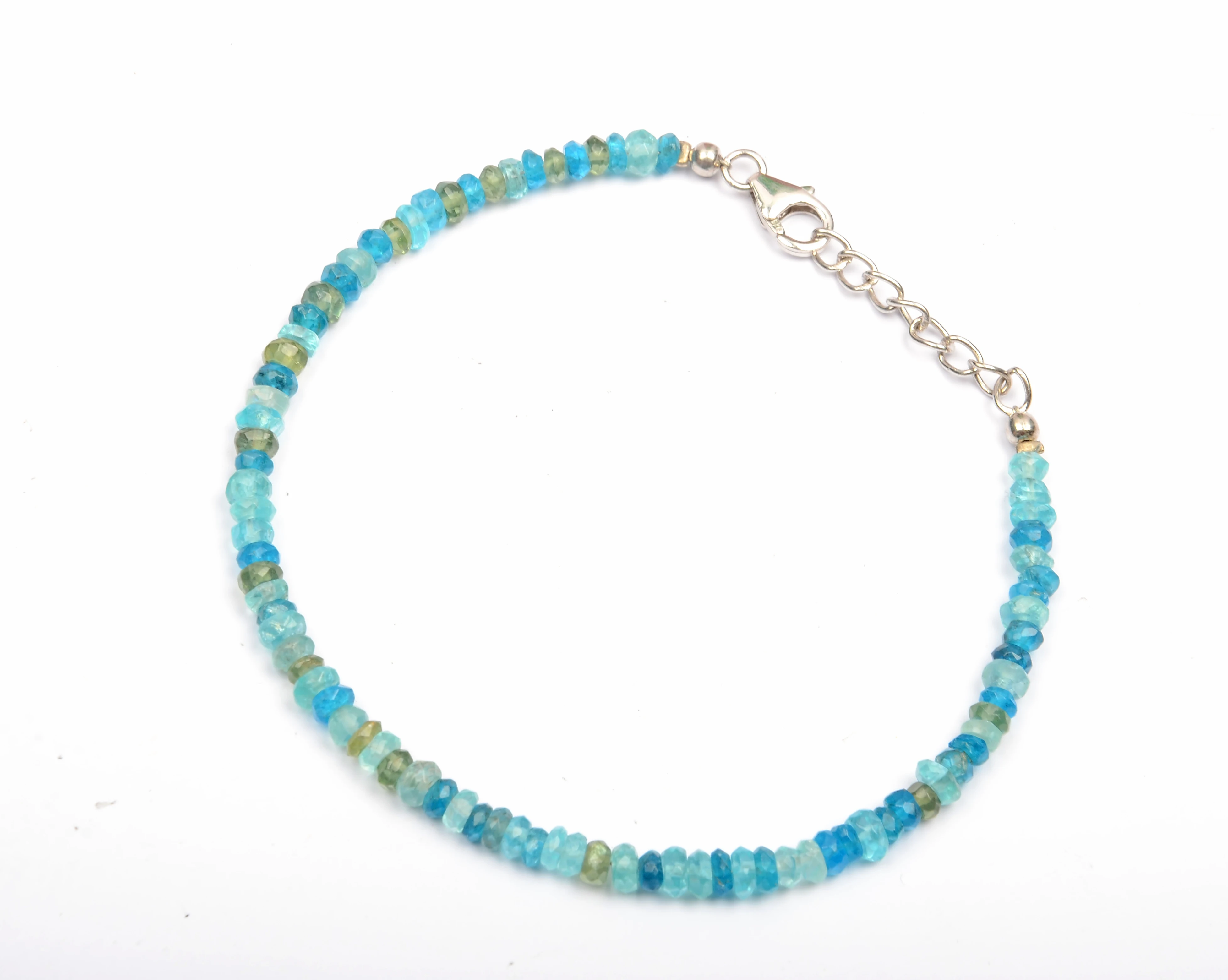 Браслет из натурального апатита Рондель, граненый браслет из драгоценных камней с серебряным замком для женщин